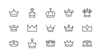 Editable vector pack of crown  line icons.