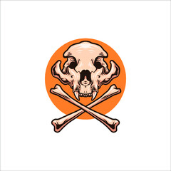 cat skull tattoo vector design