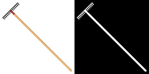 3D rendering illustration of a rake