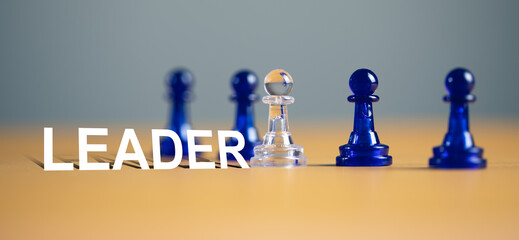 chess with leader. Successful Business leader concept