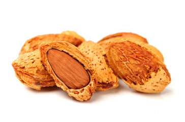 almonds nuts on white background