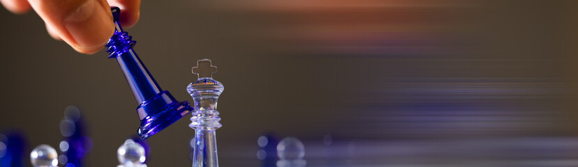 businessman hands planning strategy with chess figures