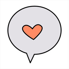 Valentine's Day love message bubble doodle vector illustrations colored hand drawn