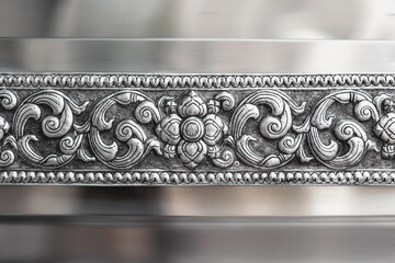 Engraving silver craft work in temple.Traditional art of Chiang Mai/Lanna,Thailand.