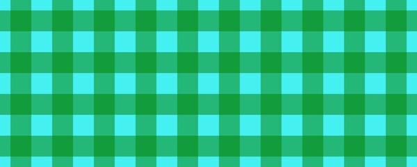 Banner, plaid pattern. Cyan on Green color. Tablecloth pattern. Texture. Seamless classic pattern background.