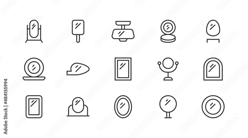 Poster Linear icon set of mirror .