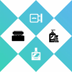 Set Cream or lotion cosmetic tube, Aftershave, Barbershop and Shaving gel foam and brush icon. Vector