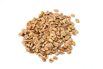 Roasted peanut seeds. Isolation on white.