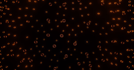 Render with golden rings on dark, soft focus