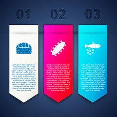 Set Sushi, Sea cucumber and Fish with caviar. Business infographic template. Vector