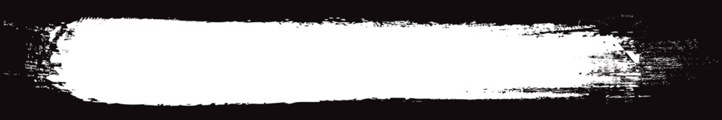 Obraz premium White brush stroke isolated on black background. Trendy brush stroke vector for white ink paint, grunge backdrop, dirt banner, watercolor design and dirty texture. Brush stroke vector