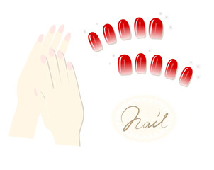 手と爪とネイルチップ　マニキュア