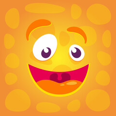 Monster. Stylized face on yellow background