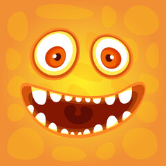 Monster. Stylized face on yellow background