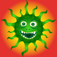 Microbe. Green monster with tentacles