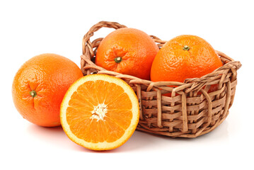 Orange fruit on the white background
