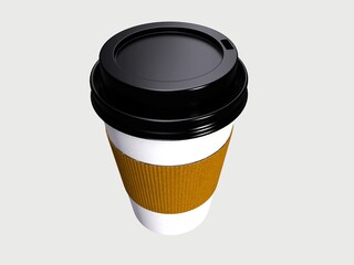 The coffee cup isolated on white 3d illustration