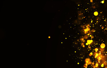 Abstract golden glitter bokeh lights festive background