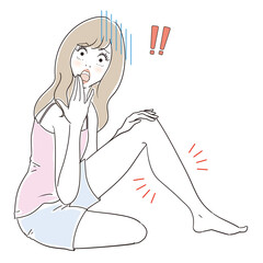 膝下の浮腫が気になる若い女性