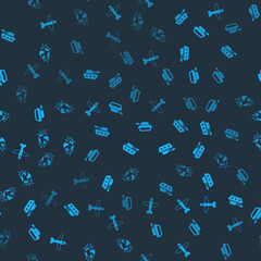 Set Plane, Military tank, and Bomb explosive planet earth on seamless pattern. Vector