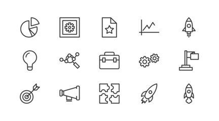 Simple line set of startup  icons.