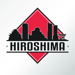 Hiroshima, Japan Skyline Logo. Adventure Landscape Design Vector Illustration.