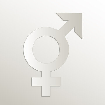 Bisexual sex symbol icon, card paper 3D natural vector
