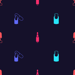 Set Nail manicure, file, Milling cutter for and on seamless pattern. Vector