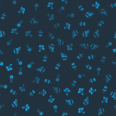 Set Bonsai tree, Korean hat, Asian noodles in bowl and Sushi with chopsticks on seamless pattern. Vector