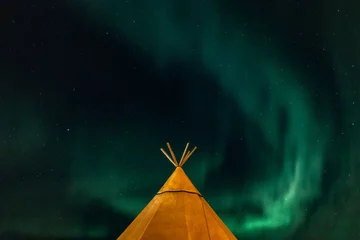 Poster Aurora Borealis over tentitpi in Swedish Lapland © Mundo Surreal