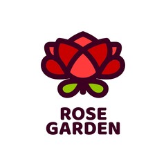 rose garden flower nature logo concept design illustration