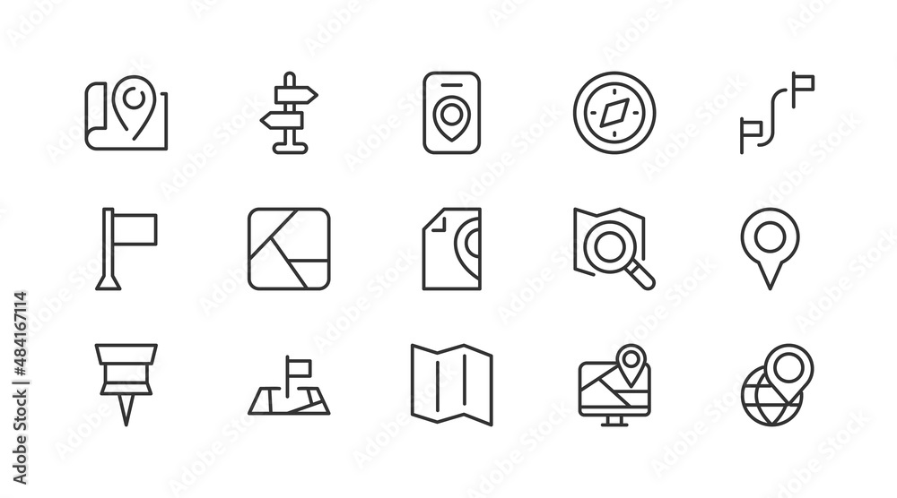 Canvas Prints Set of simple location  line icons.