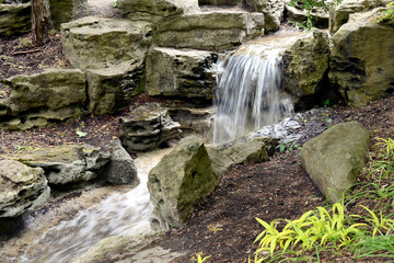 The waterfall in the Rock Garden of the Royal Botanical Garden of Burlington, Ontario