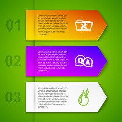 Set line Folder service, Question and Answer, Clean water drop and Scooter. Business infographic template. Vector