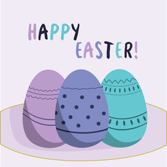 Easter card with three eggs