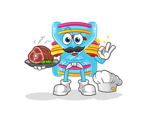 DNA chef with meat mascot. cartoon vector