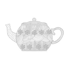 Kettle icon. Teapot coloring page. Outline symbol.