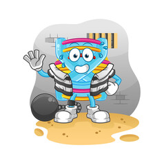 Obraz premium DNA criminal in jail. cartoon character