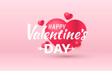 Red heart of Happy Valentines Day, greeting card from February 14. Vector
