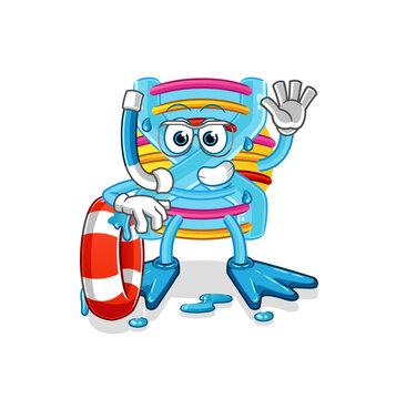 DNA swimmer with buoy mascot. cartoon vector