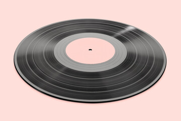 Vinyl record isolated on pink background. Mock up template