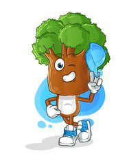 Obraz premium tree head cartoon young boy character cartoon