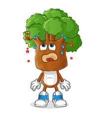 tree head cartoon low battery mascot. cartoon vector