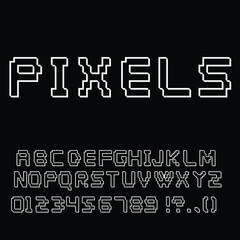 Pixel retro fonts .Video game letters and numbers . Vector alphabet .