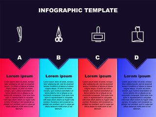 Set line Curling iron, Scissors, Nail polish bottle and Perfume. Business infographic template. Vector