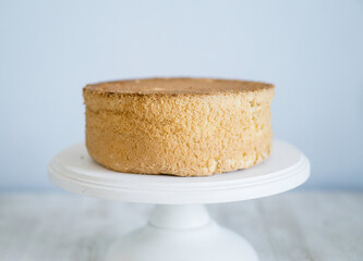 classic biscuit for cake on white plate cakestand