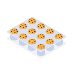Cupcake, muffin, baking mold - Isometric vector illustration in flat design.