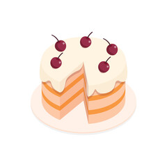 Cake - Isometric vector illustration in flat design.
