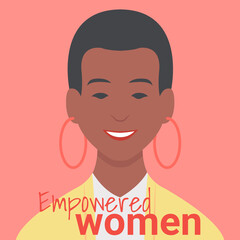 Empowered African American woman. Vector illustration. Portrait