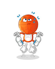 basketball head cartoon fart jumping illustration. character vector